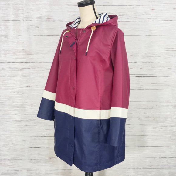 Talbots ~ Water Resistant Rain Full Zip Hooded Coat Jacket 1 Plus Petite - Picture 4 of 13